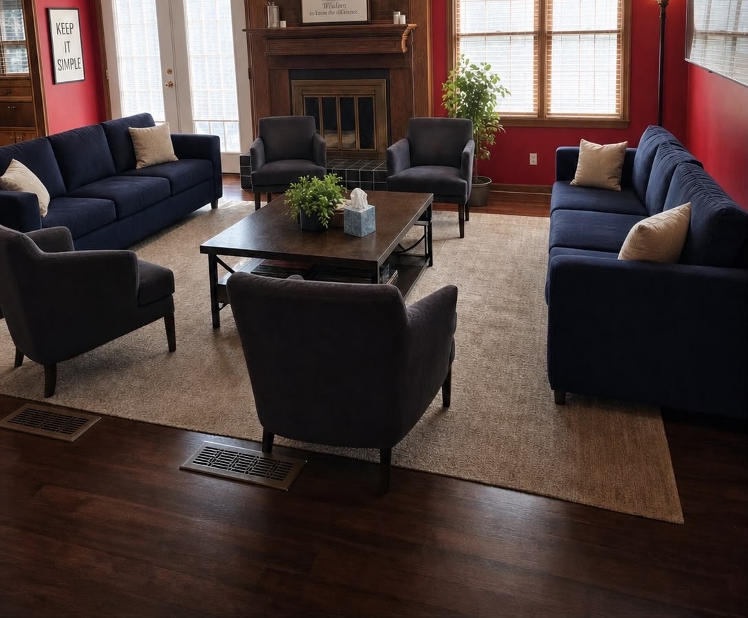 Goode Recovery House group meeting living room